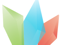 Frivilligrådets logo med grøn, blå og rød diamant.